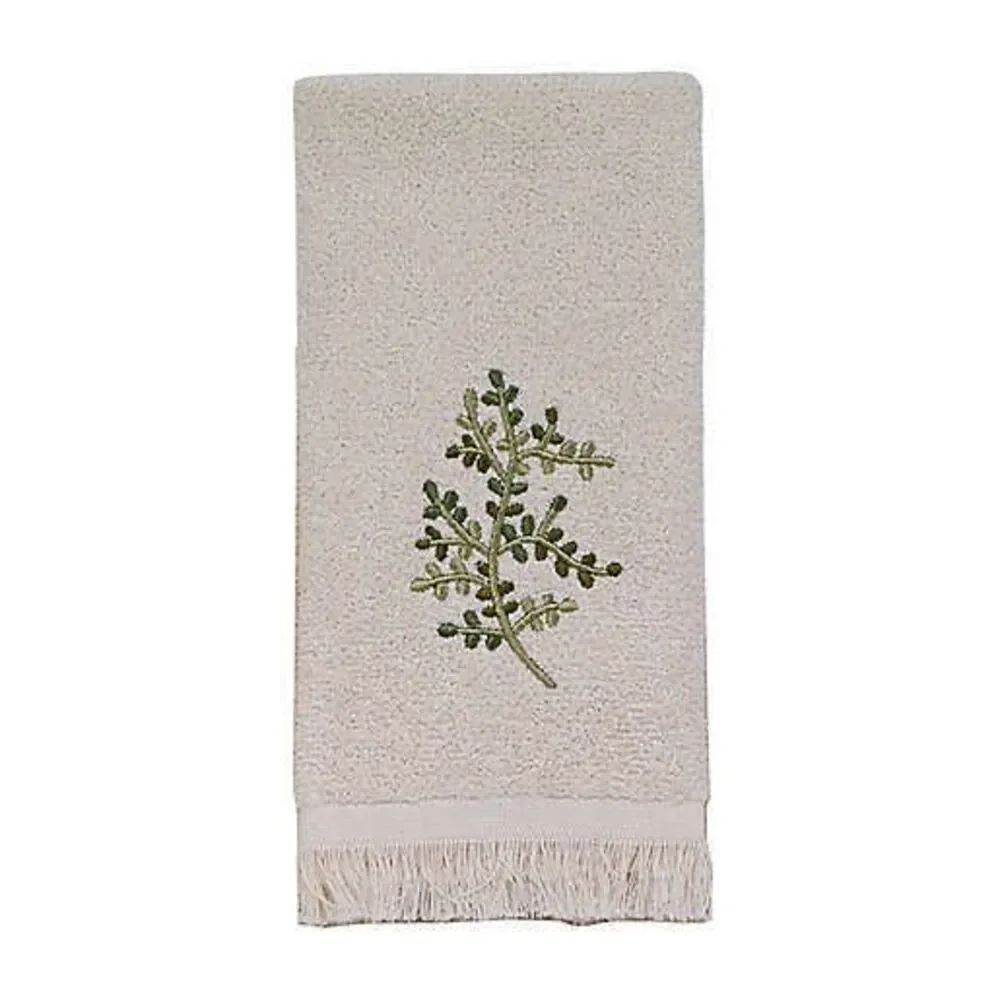 Avanti Fingertip Towels Greenwood Embroidered Ivory Bath Floral Set of 2